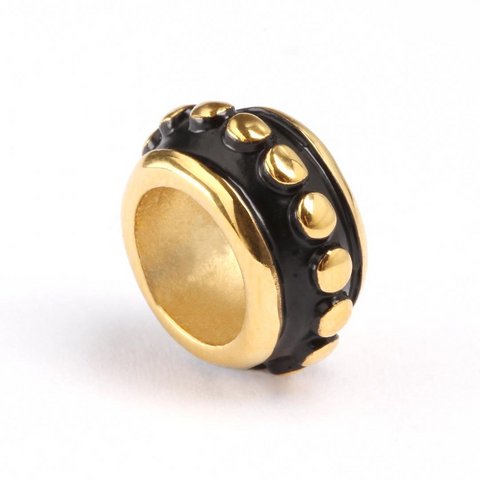 Gold Colored with Black Center and Gold Colored Dotted Pattern Stainless Steel Link