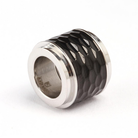 Silver Colored with Black Center Pattern Stainless Steel Link