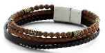Brown Leather with Stone Multi Strand Bracelet