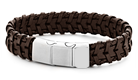 Brown Braided Leather Bracelet with Stainless Steel Clasp