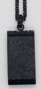 Black Colored with Center Black Stone Inlay Stainless Steel Pendant and Chain Necklace