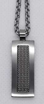 Silver Color with Patterned Center Stainless Steel Pendant and Chain Necklace