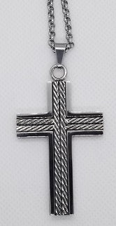 Stainless Steel Rope Cross Pendant with Chain Necklace