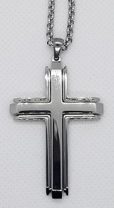 Silver Color Stainless Steel Cross Pendent with Chain Necklace