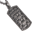 Patterned Antiqued Black Colored Stainless Steel Pendant with Chain Necklace