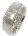 Silver Colored Stainless Steel Ring with Decorative Pattern Sides