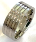 Silver Colored Stainless Steel Ring with Alternating Bands