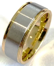 Sliver Colored Stainless Steel Ring with Gold Colored Outer Bands