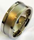 Silver Colored Stainless Steel Ring with Elevated Polished Sides