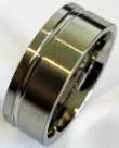 Silver Colored Stainless Steel Ring with Single Recessed Band