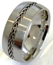 Silver Colored Stainless Steel Ring with Steel Chain Center