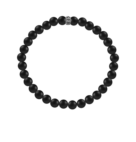KERMAR Black Matte Agate Stones 6mm Bracelet (KM-0007)