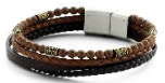 KERMAR - Brown leather bracelet and Stone
