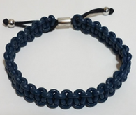 KERMAR Blue Round Leather & Nylon Adjustable Bracelet (KM-0203-Blue)