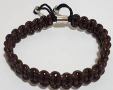 KERMAR Brown Round Leather & Nylon Adjustable Bracelet (KM-0203-Brown)